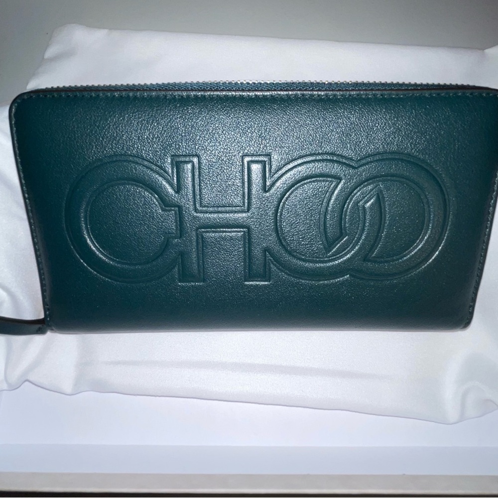 Brand new Jimmy Choo green leather wallet
